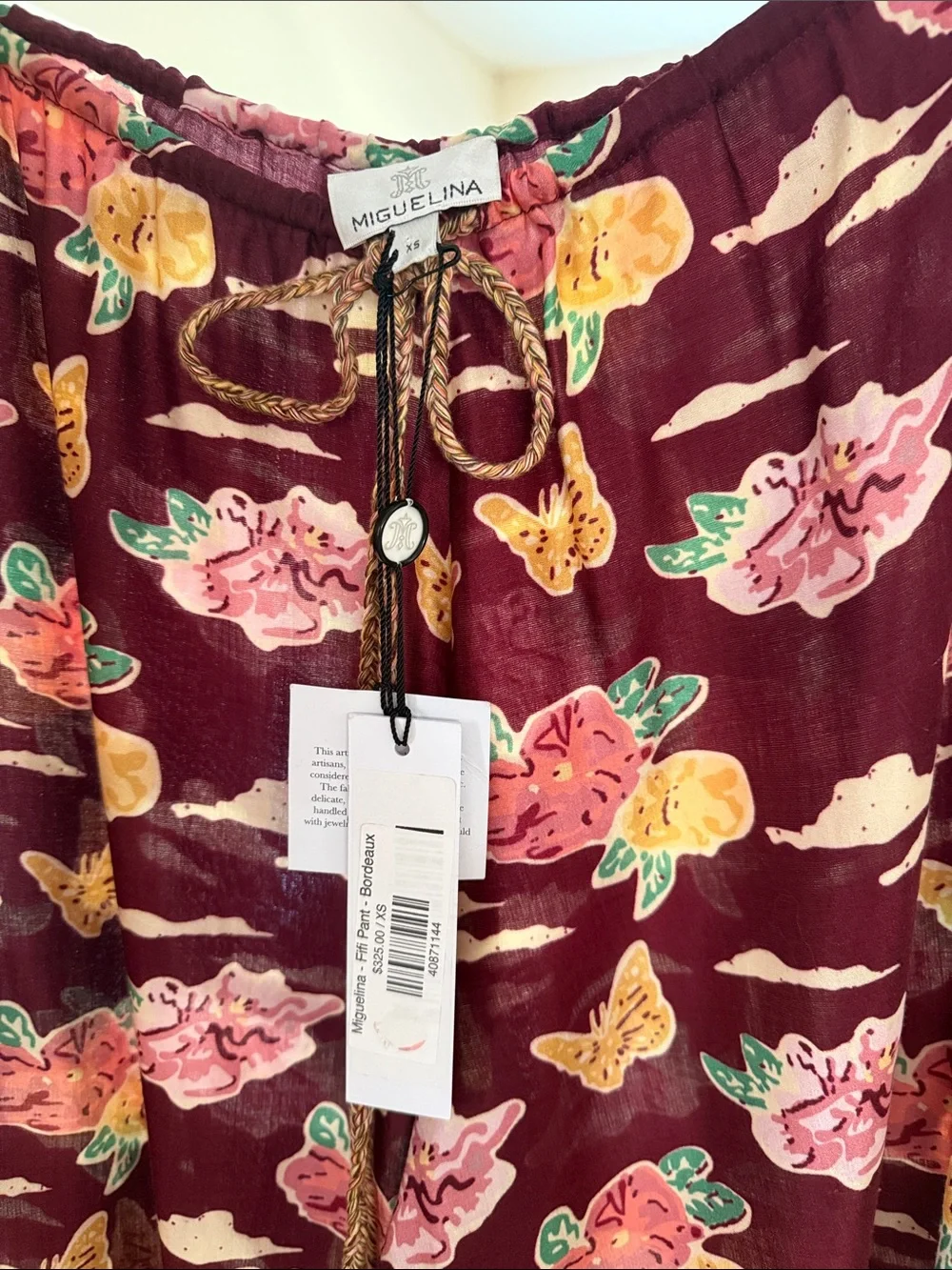 Miguelina Burgundy Floral Wide-Leg Jumpsuit Set